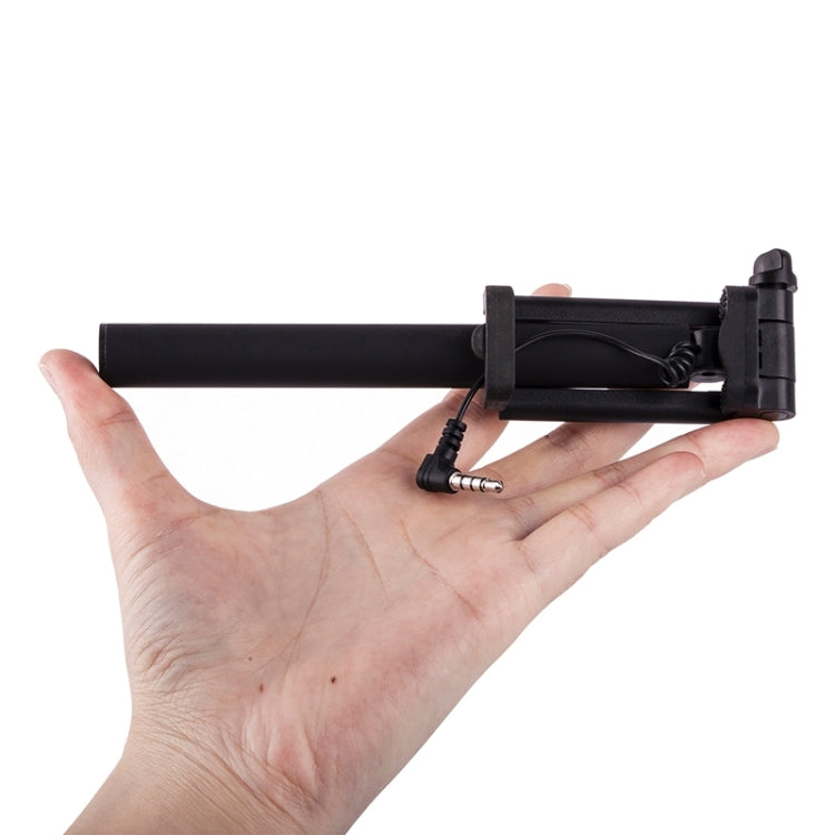 Wire Controlled Metal Selfie Stick Monopod Folding Extendable Plam Handheld Holder for iOS & Android Phone, Folded Length: 16.6cm, Max Extension Length: 63.7cm
