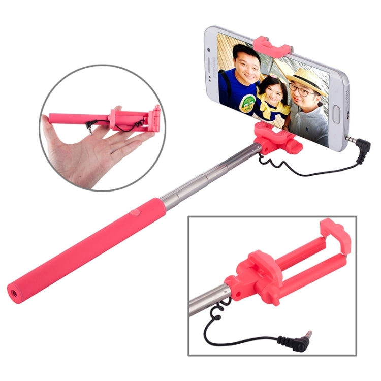 Wire Controlled Metal Selfie Stick Monopod Folding Extendable Plam Handheld Holder for iOS & Android Phone, Folded Length: 16.6cm, Max Extension Length: 63.7cm
