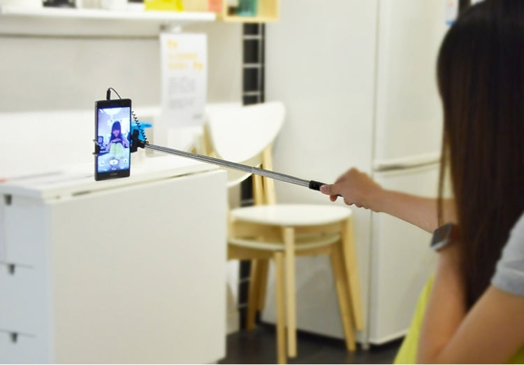 Wire Controlled Metal Selfie Stick Monopod Folding Extendable Plam Handheld Holder for iOS & Android Phone, Folded Length: 16.6cm, Max Extension Length: 63.7cm