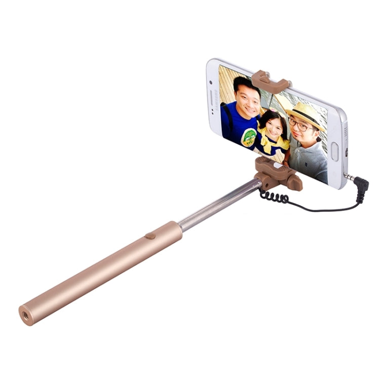Wire Controlled Metal Selfie Stick Monopod Folding Extendable Plam Handheld Holder for iOS & Android Phone, Folded Length: 16.6cm, Max Extension Length: 63.7cm
