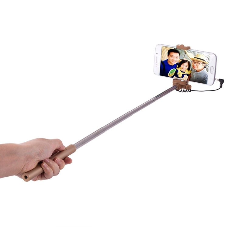 Wire Controlled Metal Selfie Stick Monopod Folding Extendable Plam Handheld Holder for iOS & Android Phone, Folded Length: 16.6cm, Max Extension Length: 63.7cm