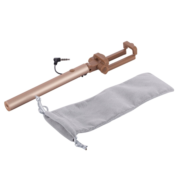 Wire Controlled Metal Selfie Stick Monopod Folding Extendable Plam Handheld Holder for iOS & Android Phone, Folded Length: 16.6cm, Max Extension Length: 63.7cm