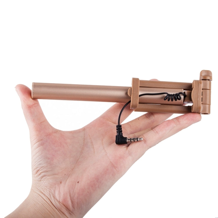 Wire Controlled Metal Selfie Stick Monopod Folding Extendable Plam Handheld Holder for iOS & Android Phone, Folded Length: 16.6cm, Max Extension Length: 63.7cm