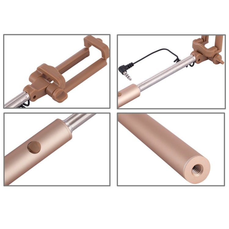 Wire Controlled Metal Selfie Stick Monopod Folding Extendable Plam Handheld Holder for iOS & Android Phone, Folded Length: 16.6cm, Max Extension Length: 63.7cm