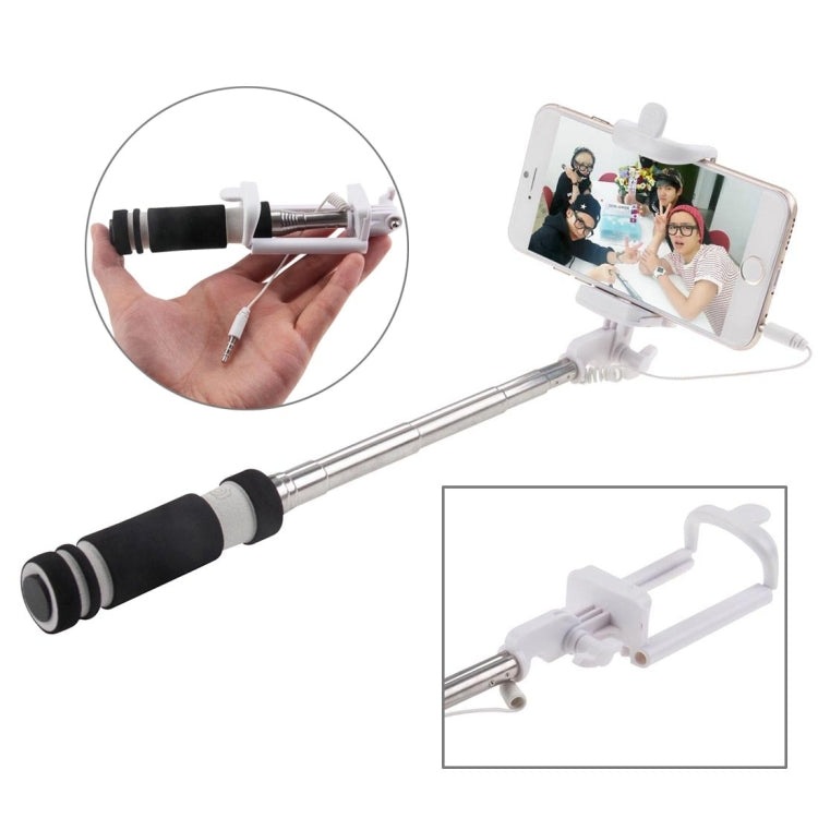 Mini Wire Controlled Selfie Stick Monopod Folding Extendable Pocket Handheld Holder for iOS & Android Phone, Folded Length: 13.5cm, Max Extension Length: 48.0cm