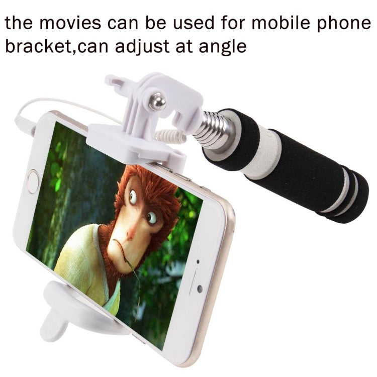 Mini Wire Controlled Selfie Stick Monopod Folding Extendable Pocket Handheld Holder for iOS & Android Phone, Folded Length: 13.5cm, Max Extension Length: 48.0cm
