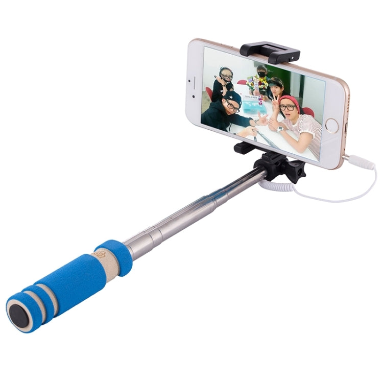 Mini Wire Controlled Selfie Stick Monopod Folding Extendable Pocket Handheld Holder for iOS & Android Phone, Folded Length: 13.5cm, Max Extension Length: 48.0cm