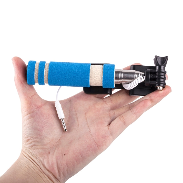 Mini Wire Controlled Selfie Stick Monopod Folding Extendable Pocket Handheld Holder for iOS & Android Phone, Folded Length: 13.5cm, Max Extension Length: 48.0cm