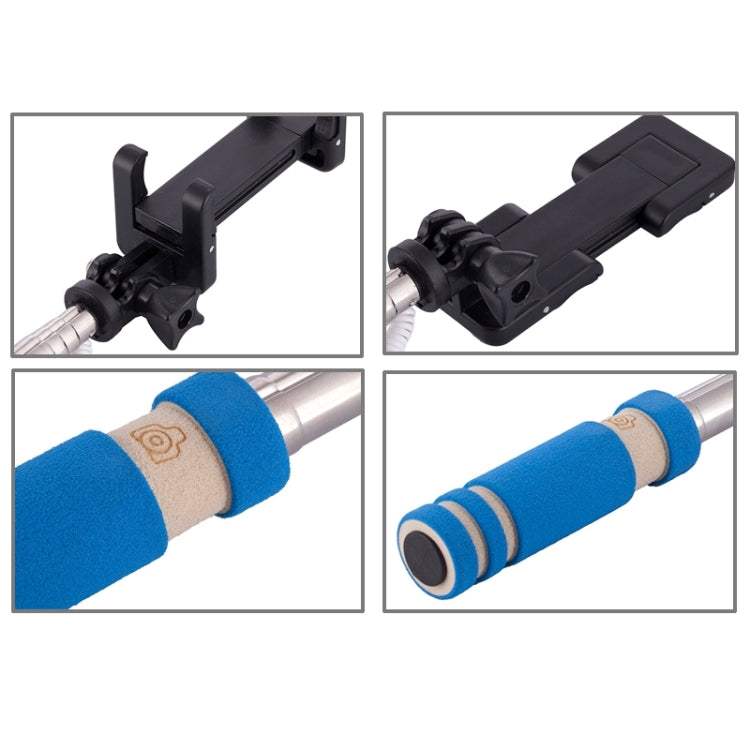 Mini Wire Controlled Selfie Stick Monopod Folding Extendable Pocket Handheld Holder for iOS & Android Phone, Folded Length: 13.5cm, Max Extension Length: 48.0cm