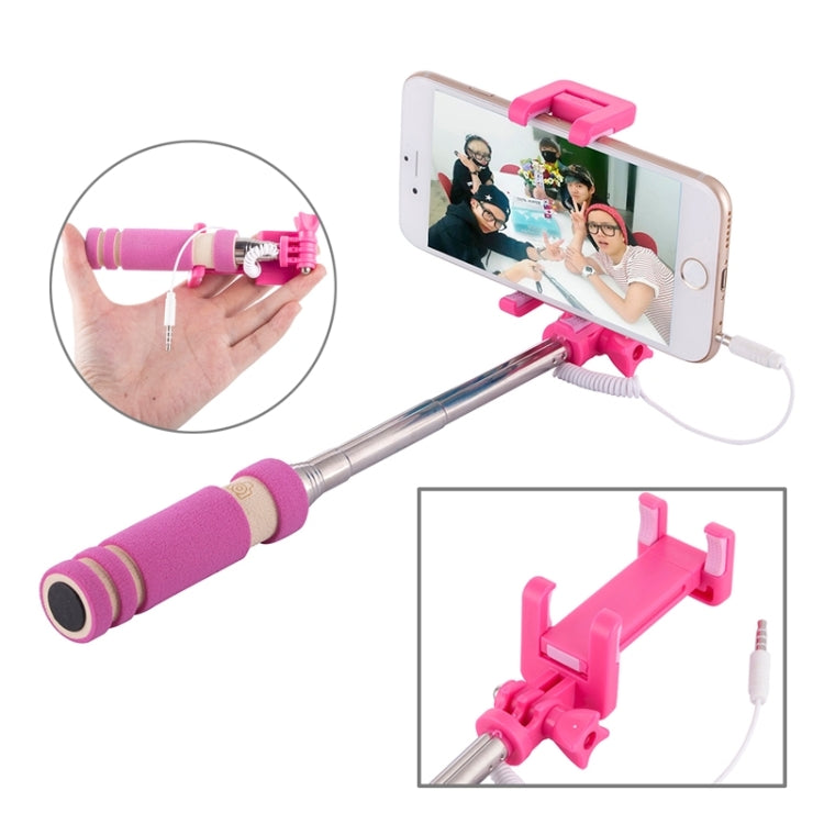 Mini Wire Controlled Selfie Stick Monopod Folding Extendable Pocket Handheld Holder for iOS & Android Phone, Folded Length: 13.5cm, Max Extension Length: 48.0cm