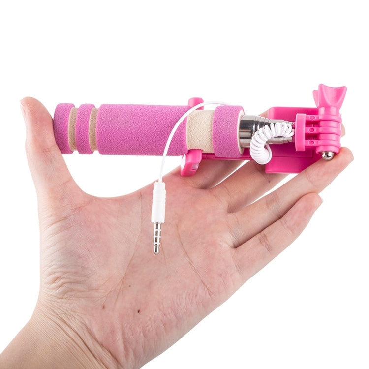 Mini Wire Controlled Selfie Stick Monopod Folding Extendable Pocket Handheld Holder for iOS & Android Phone, Folded Length: 13.5cm, Max Extension Length: 48.0cm