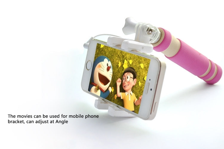 Mini Wire Controlled Selfie Stick Monopod Folding Extendable Pocket Handheld Holder for iOS & Android Phone, Folded Length: 13.5cm, Max Extension Length: 48.0cm