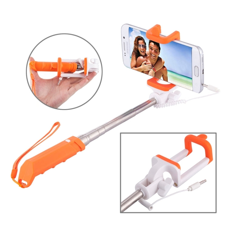 Portable Mini Wire Controlled Rainbow Selfie Stick Monopod Folding Extendable Pocket Handheld Holder for iOS & Android Phone, Folded Length: 15.5cm, Max Extension Length: 61.0cm