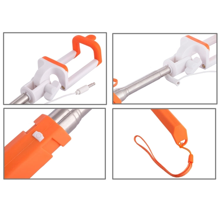 Portable Mini Wire Controlled Rainbow Selfie Stick Monopod Folding Extendable Pocket Handheld Holder for iOS & Android Phone, Folded Length: 15.5cm, Max Extension Length: 61.0cm