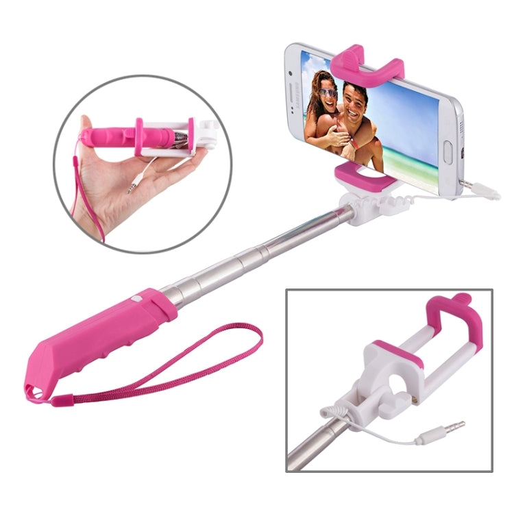 Portable Mini Wire Controlled Rainbow Selfie Stick Monopod Folding Extendable Pocket Handheld Holder for iOS & Android Phone, Folded Length: 15.5cm, Max Extension Length: 61.0cm