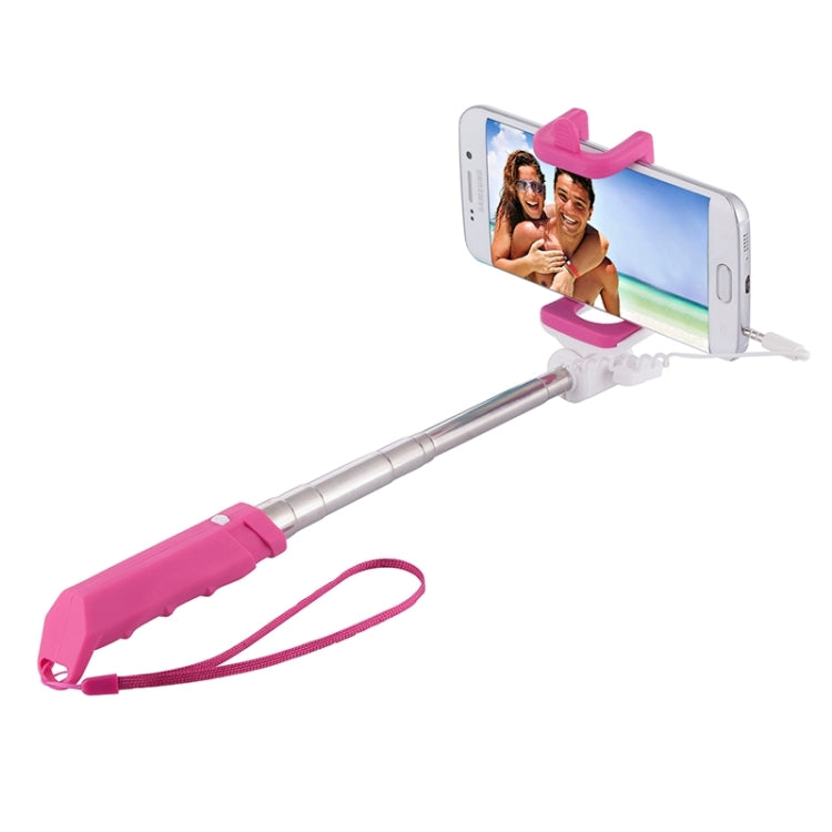 Portable Mini Wire Controlled Rainbow Selfie Stick Monopod Folding Extendable Pocket Handheld Holder for iOS & Android Phone, Folded Length: 15.5cm, Max Extension Length: 61.0cm