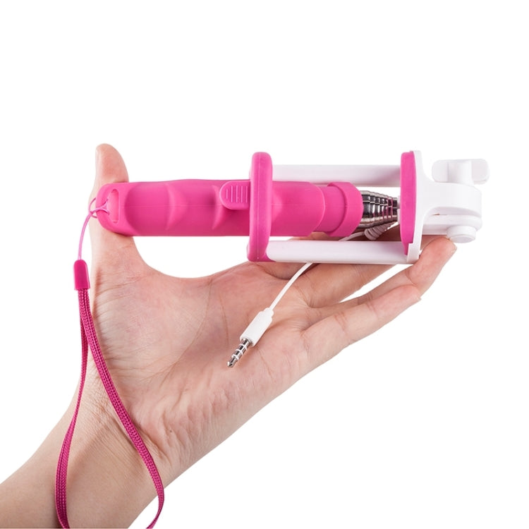 Portable Mini Wire Controlled Rainbow Selfie Stick Monopod Folding Extendable Pocket Handheld Holder for iOS & Android Phone, Folded Length: 15.5cm, Max Extension Length: 61.0cm
