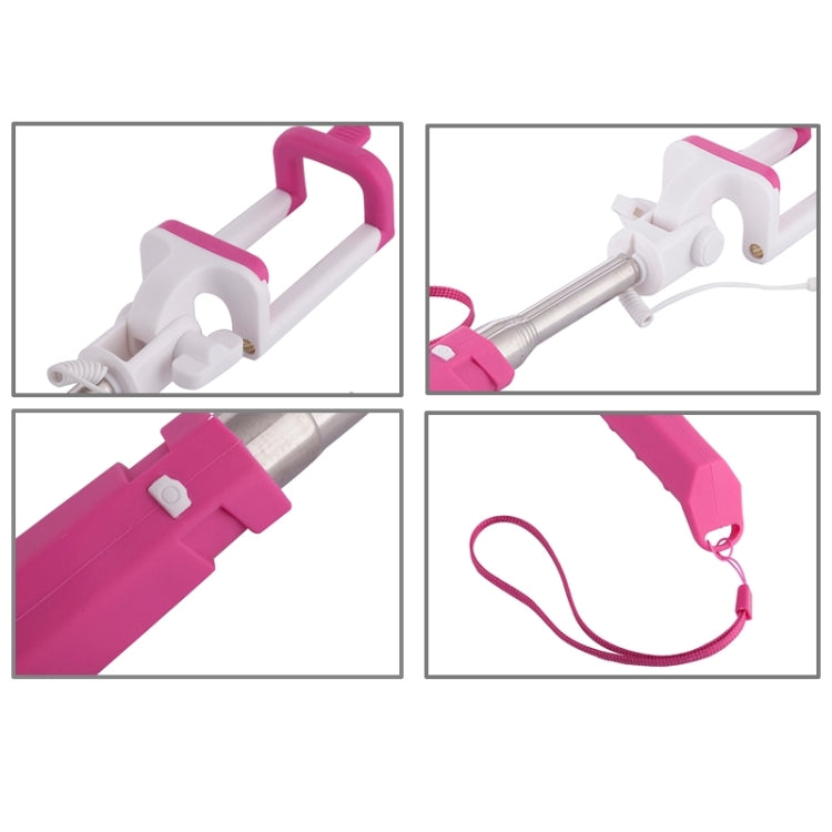 Portable Mini Wire Controlled Rainbow Selfie Stick Monopod Folding Extendable Pocket Handheld Holder for iOS & Android Phone, Folded Length: 15.5cm, Max Extension Length: 61.0cm