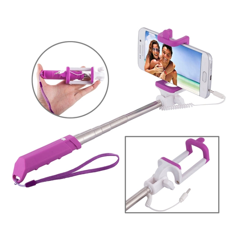 Portable Mini Wire Controlled Rainbow Selfie Stick Monopod Folding Extendable Pocket Handheld Holder for iOS & Android Phone, Folded Length: 15.5cm, Max Extension Length: 61.0cm