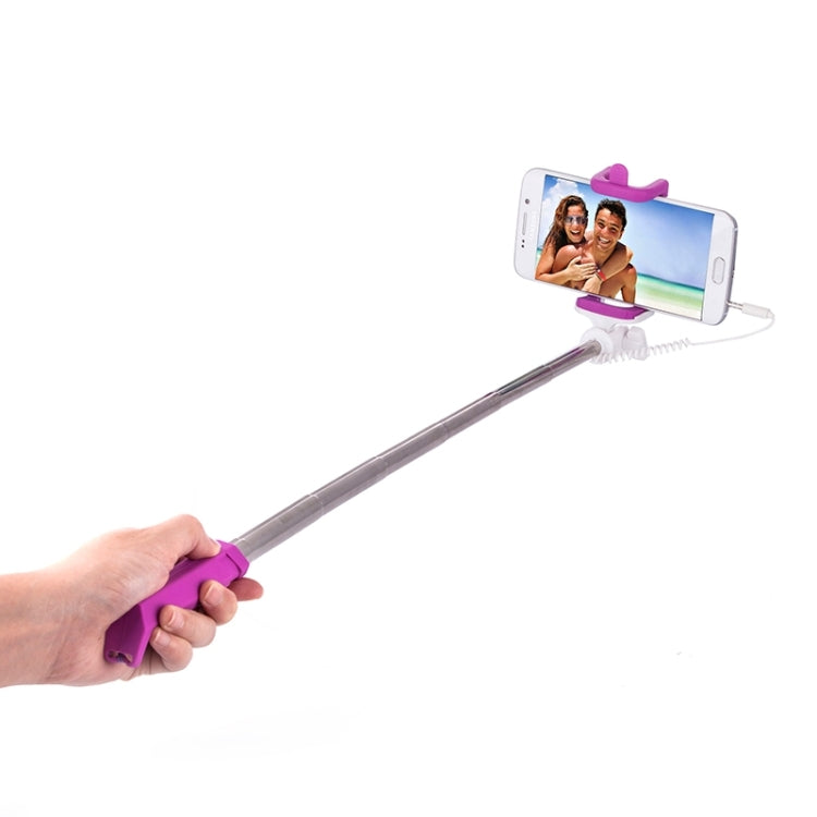 Portable Mini Wire Controlled Rainbow Selfie Stick Monopod Folding Extendable Pocket Handheld Holder for iOS & Android Phone, Folded Length: 15.5cm, Max Extension Length: 61.0cm