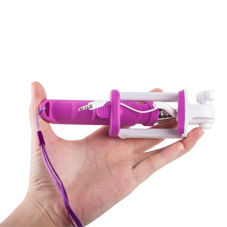 Portable Mini Wire Controlled Rainbow Selfie Stick Monopod Folding Extendable Pocket Handheld Holder for iOS & Android Phone, Folded Length: 15.5cm, Max Extension Length: 61.0cm