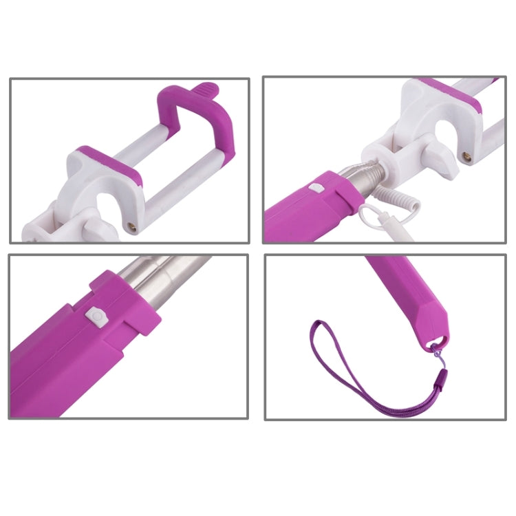 Portable Mini Wire Controlled Rainbow Selfie Stick Monopod Folding Extendable Pocket Handheld Holder for iOS & Android Phone, Folded Length: 15.5cm, Max Extension Length: 61.0cm