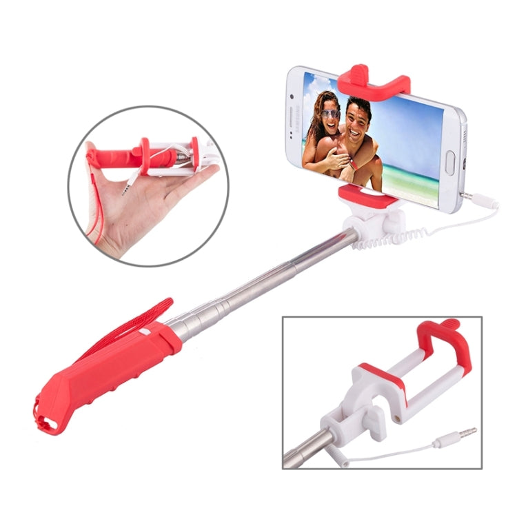 Portable Mini Wire Controlled Rainbow Selfie Stick Monopod Folding Extendable Pocket Handheld Holder for iOS & Android Phone, Folded Length: 15.5cm, Max Extension Length: 61.0cm