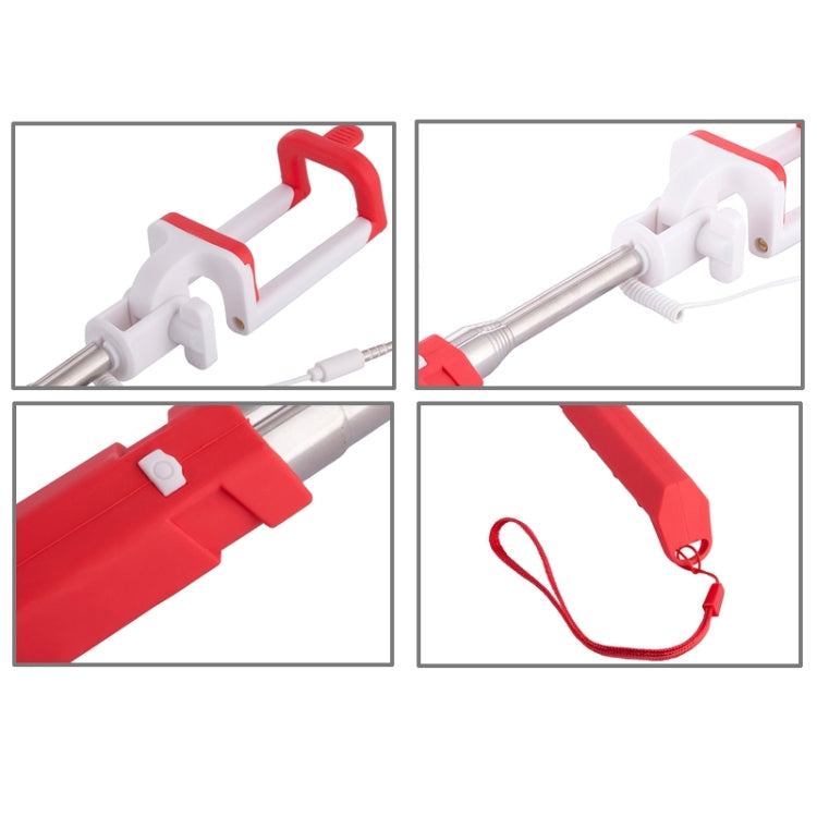 Portable Mini Wire Controlled Rainbow Selfie Stick Monopod Folding Extendable Pocket Handheld Holder for iOS & Android Phone, Folded Length: 15.5cm, Max Extension Length: 61.0cm