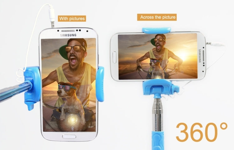 Portable Wire Controlled Selfie Stick Monopod Folding Extendable Handheld Holder, For iPhone, Galaxy, Huawei, Xiaomi, LG, HTC and Other Smart Phones, Folded Length: 22.5cm, Max Extension Length: 105.5cm
