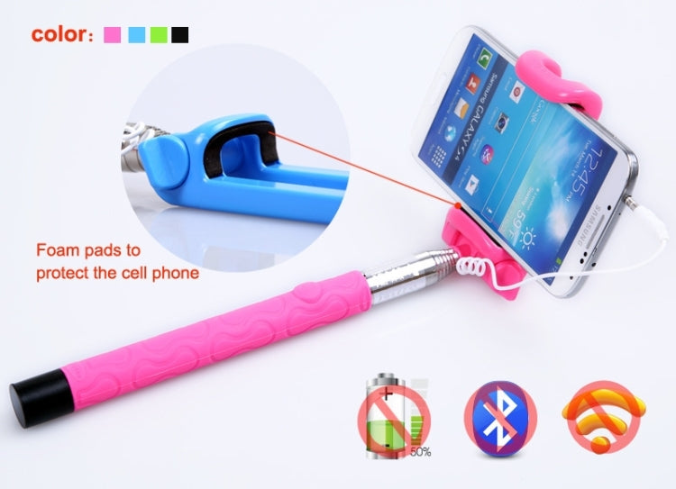 Portable Wire Controlled Selfie Stick Monopod Folding Extendable Handheld Holder, For iPhone, Galaxy, Huawei, Xiaomi, LG, HTC and Other Smart Phones, Folded Length: 22.5cm, Max Extension Length: 105.5cm