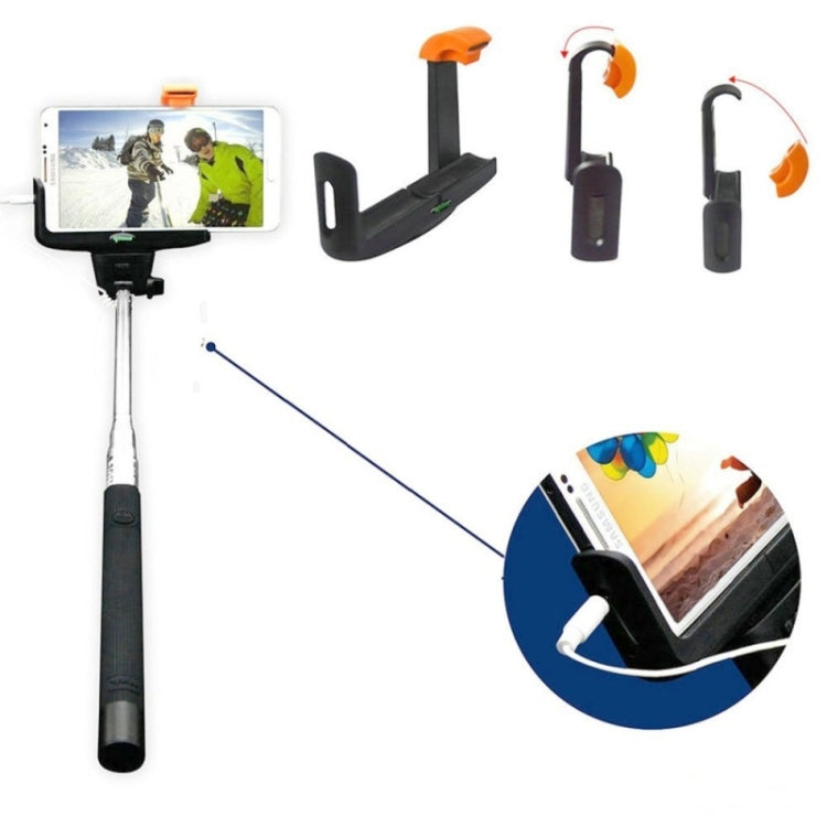 Portable Wire Controlled Selfie Stick Monopod Folding Extendable Handheld Holder with Separable Frame for iOS & Android Phone, Folded Length: 23.4cm, Max Extension Length: 88.6cm