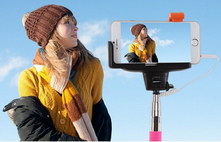 Portable Wire Controlled Selfie Stick Monopod Folding Extendable Handheld Holder with Separable Frame for iOS & Android Phone, Folded Length: 23.4cm, Max Extension Length: 88.6cm