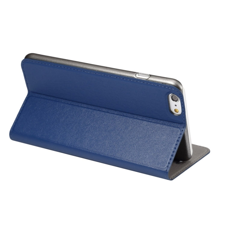Super Fiber Skin Horizontal Flip Leather Case with Holder & Caller ID Window for iPhone 6S