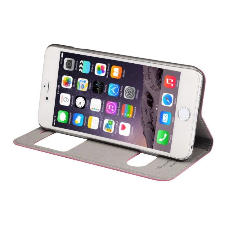 Super Fiber Skin Horizontal Flip Leather Case with Holder & Caller ID Window for iPhone 6S
