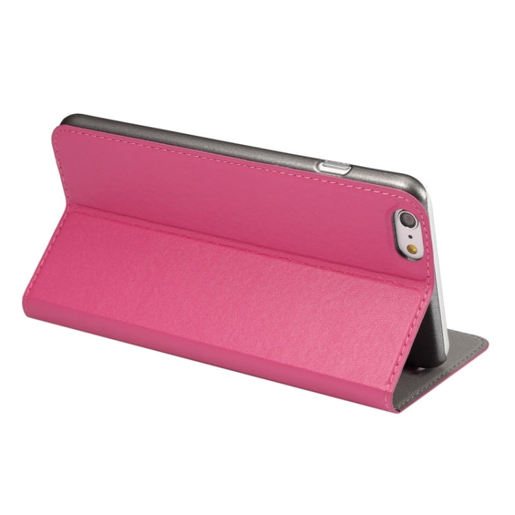 Super Fiber Skin Horizontal Flip Leather Case with Holder & Caller ID Window for iPhone 6S
