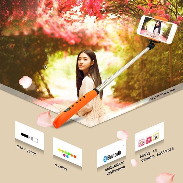 Portable Focusing Bluetooth Wireless Selfie Stick Monopod Folding Extendable Pocket Handheld Holder for iOS & Android Phone, Folded Length: 8.8cm, Max Extension Length: 80.0cm(Black)