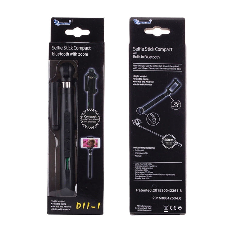 Portable Focusing Bluetooth Wireless Selfie Stick Monopod Folding Extendable Pocket Handheld Holder for iOS & Android Phone, Folded Length: 8.8cm, Max Extension Length: 80.0cm(Black)