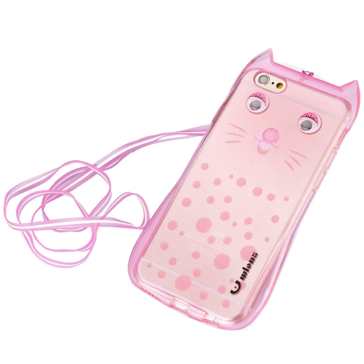 Cat Pattern TPU Protective Case with Lanyard for iPhone 6 & 6s