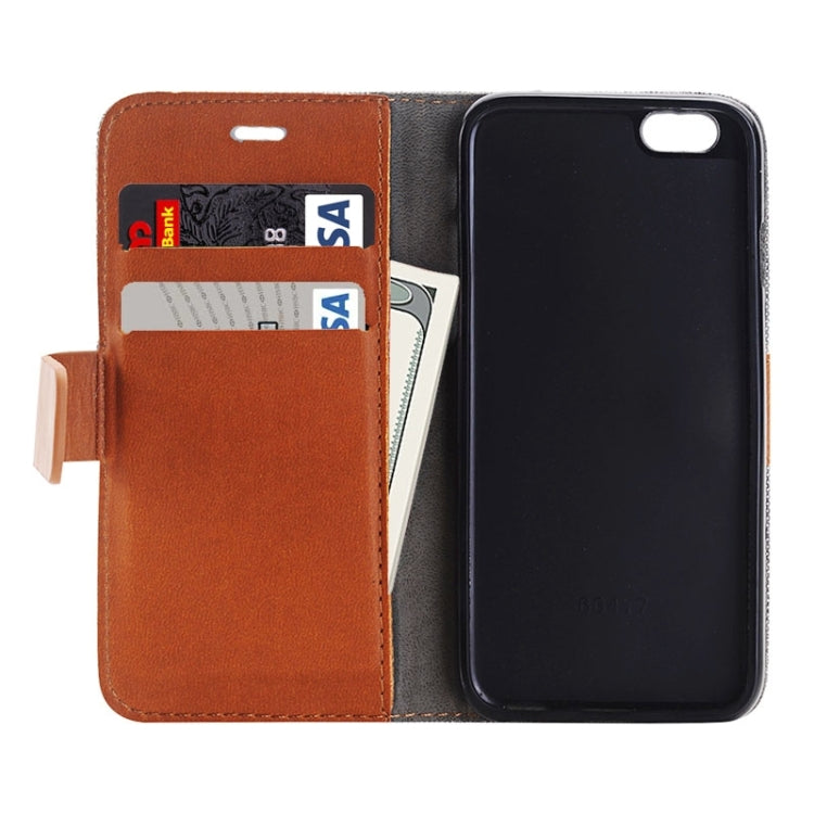 Denim Texture Horizontal Flip Leather Case with Holder & Card Slots for iPhone 6