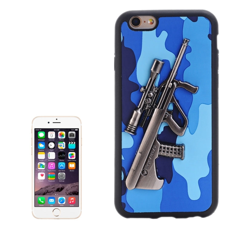 3D Steyr AUG A1 Gun Pattern PU Paste Skin TPU Protective Case for iPhone 6 & 6s(Blue)