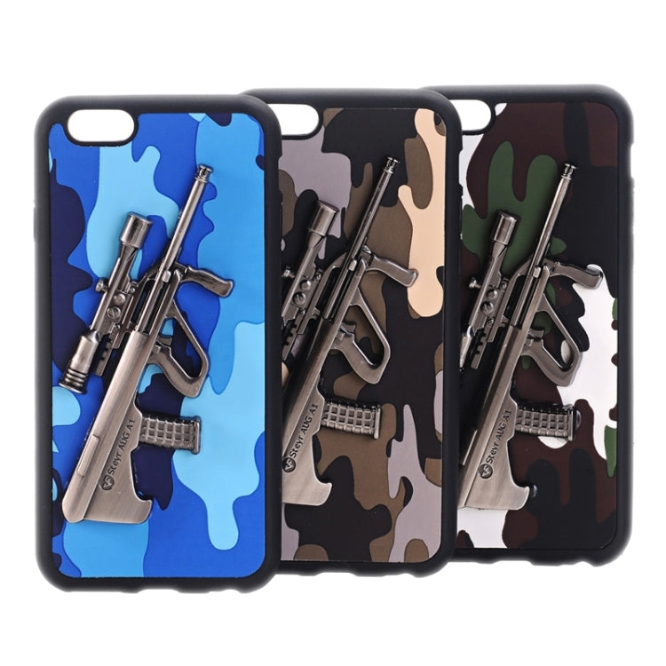 3D Steyr AUG A1 Gun Pattern PU Paste Skin TPU Protective Case for iPhone 6 & 6s(Blue)