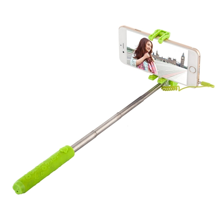 Portable Flower Pattern Wire Controlled Selfie Stick Monopod Folding Extendable Handheld Pocket Holder for iOS & Android Phone, Folded Length: 12.5cm, Max Extension Length: 70.0cm