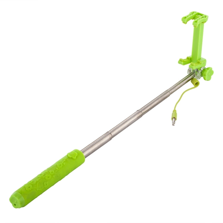 Portable Flower Pattern Wire Controlled Selfie Stick Monopod Folding Extendable Handheld Pocket Holder for iOS & Android Phone, Folded Length: 12.5cm, Max Extension Length: 70.0cm
