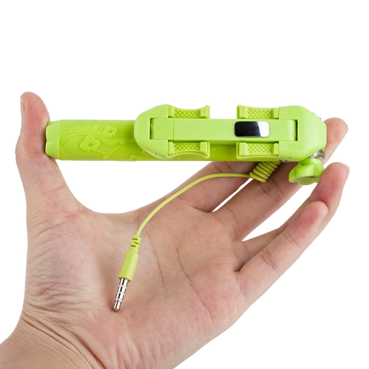 Portable Flower Pattern Wire Controlled Selfie Stick Monopod Folding Extendable Handheld Pocket Holder for iOS & Android Phone, Folded Length: 12.5cm, Max Extension Length: 70.0cm