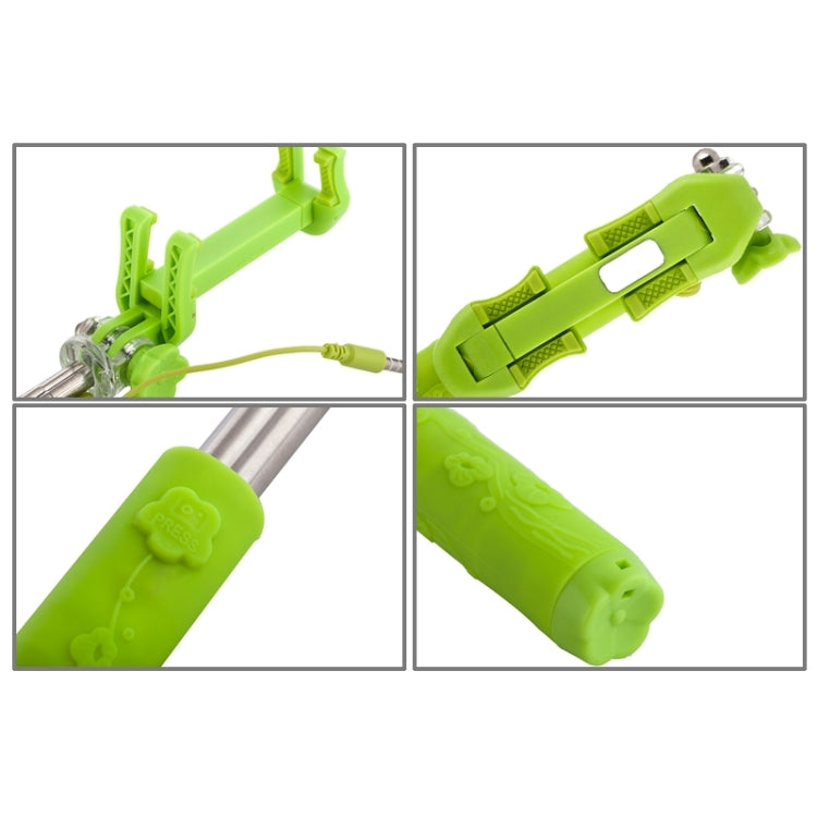 Portable Flower Pattern Wire Controlled Selfie Stick Monopod Folding Extendable Handheld Pocket Holder for iOS & Android Phone, Folded Length: 12.5cm, Max Extension Length: 70.0cm