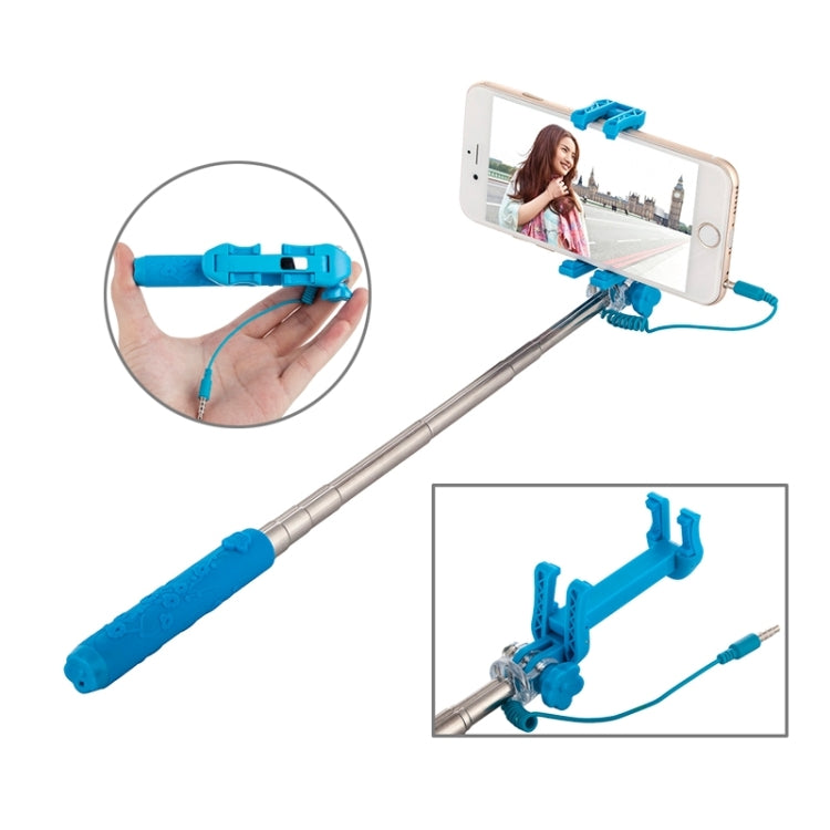 Portable Flower Pattern Wire Controlled Selfie Stick Monopod Folding Extendable Handheld Pocket Holder for iOS & Android Phone, Folded Length: 12.5cm, Max Extension Length: 70.0cm