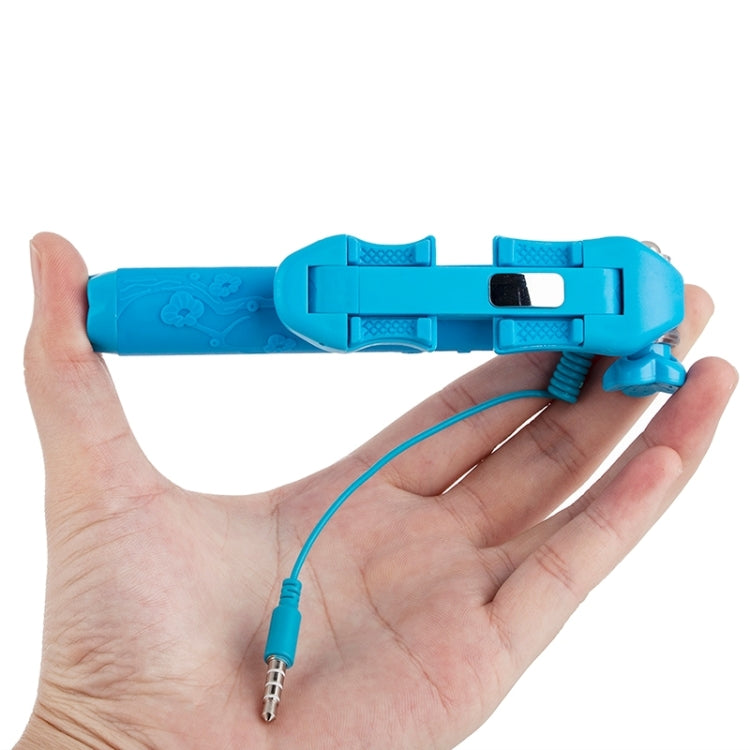 Portable Flower Pattern Wire Controlled Selfie Stick Monopod Folding Extendable Handheld Pocket Holder for iOS & Android Phone, Folded Length: 12.5cm, Max Extension Length: 70.0cm