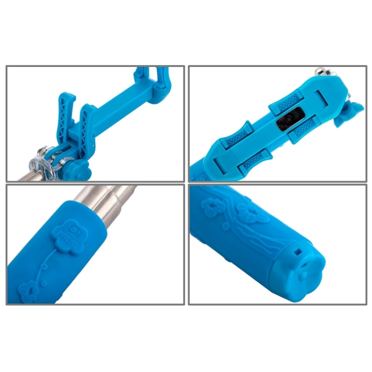 Portable Flower Pattern Wire Controlled Selfie Stick Monopod Folding Extendable Handheld Pocket Holder for iOS & Android Phone, Folded Length: 12.5cm, Max Extension Length: 70.0cm