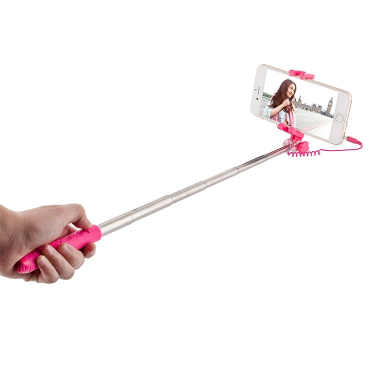 Portable Flower Pattern Wire Controlled Selfie Stick Monopod Folding Extendable Handheld Pocket Holder for iOS & Android Phone, Folded Length: 12.5cm, Max Extension Length: 70.0cm