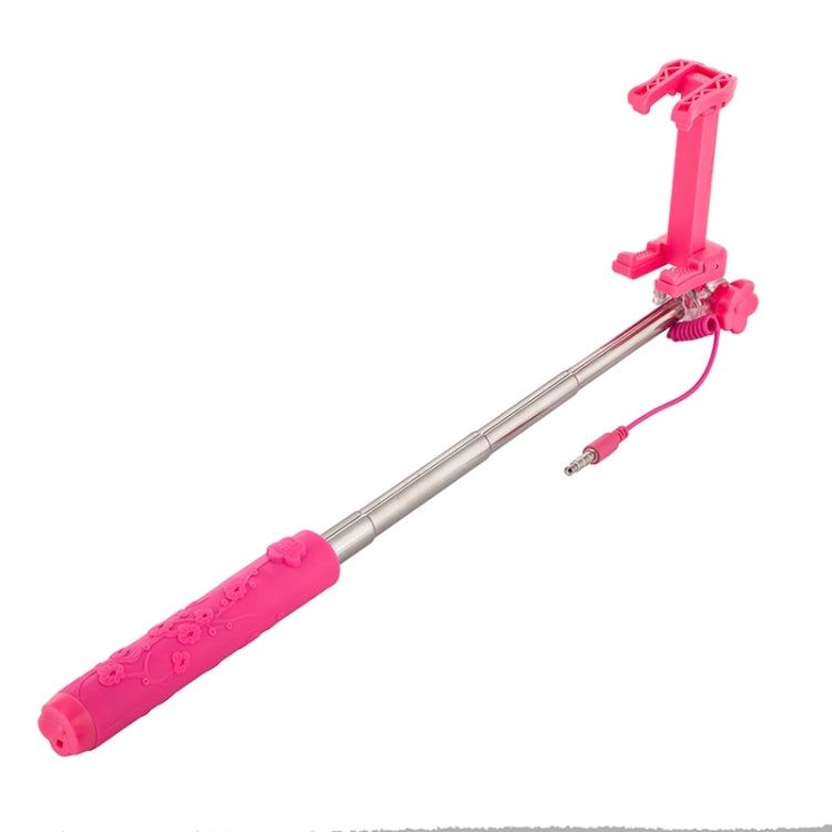 Portable Flower Pattern Wire Controlled Selfie Stick Monopod Folding Extendable Handheld Pocket Holder for iOS & Android Phone, Folded Length: 12.5cm, Max Extension Length: 70.0cm
